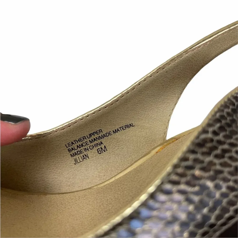 Levity Jillian Faux Snakeskin Leather Slingbacks Size 6 M
